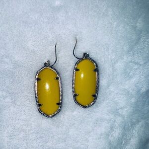Yellow Oval Drop Earrings
